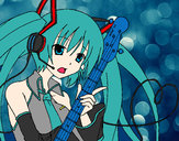 Dibujo Miku con guitarra pintado por alejadavi