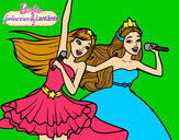 Dibujo Barbie y la princesa cantando pintado por serrano3