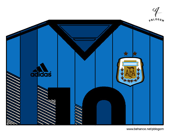 Dibujo Camiseta del mundial de fútbol 2014 de Argentina pintado por juan12342