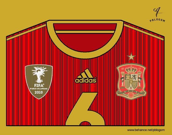 Dibujo Camiseta del mundial de fútbol 2014 de España pintado por aroita2013