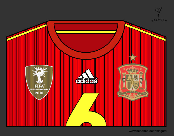 Dibujo Camiseta del mundial de fútbol 2014 de España pintado por LuiisaOMG