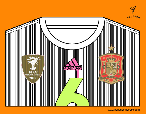 Dibujo Camiseta del mundial de fútbol 2014 de España pintado por SAPE