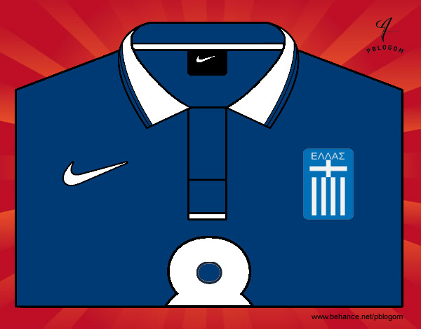 Dibujo Camiseta del mundial de fútbol 2014 de Grecia pintado por agustinro