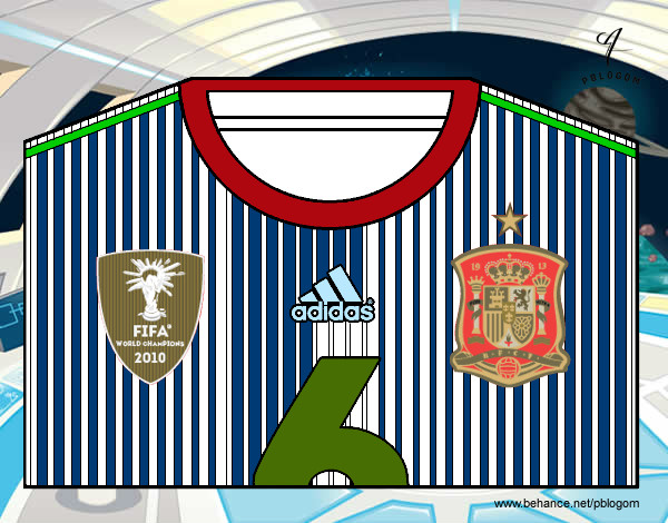Dibujo Camiseta del mundial de fútbol 2014 de España pintado por 5545