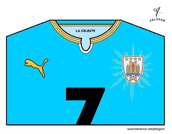 Dibujo Camiseta del mundial de fútbol 2014 de Uruguay pintado por IgorDibuja