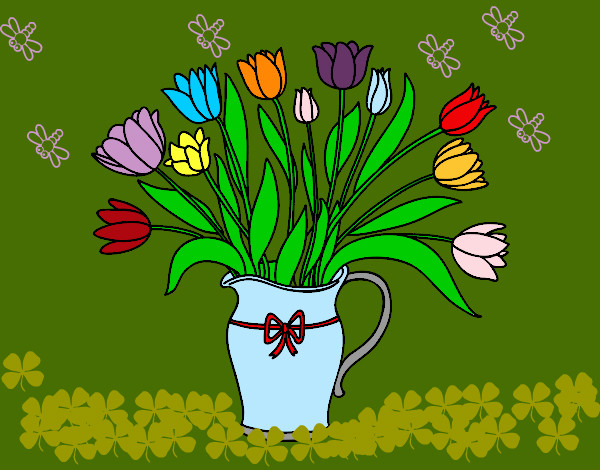 Dibujo Jarrón de tulipanes pintado por Charini