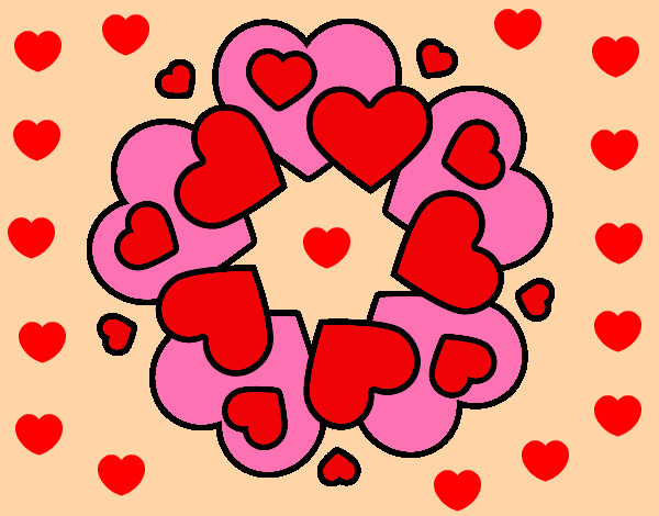 Dibujo Mandala de corazones pintado por elisan