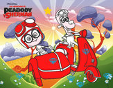 Dibujo Mr Peabody y Sherman en moto pintado por pedroche