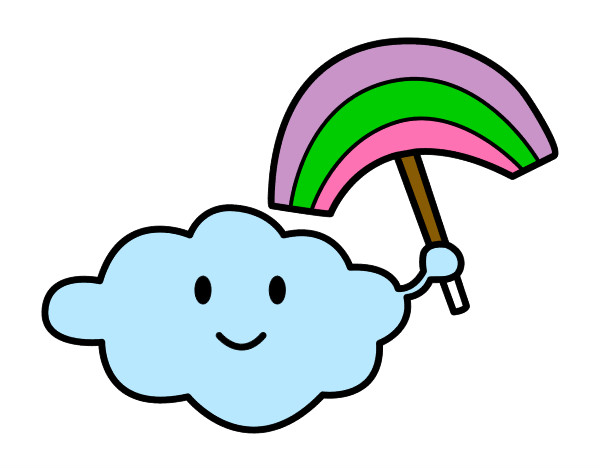 Dibujo Nube con arcoiris pintado por pric