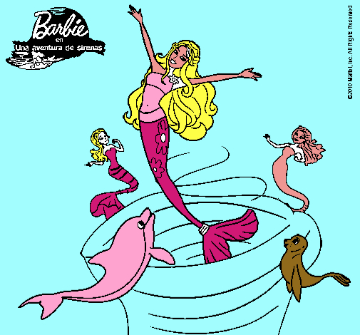 Dibujo Barbie sirena contenta pintado por xavi