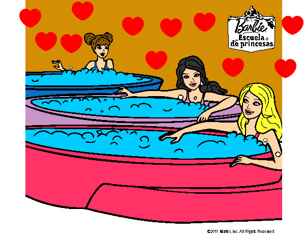 Barbie y sus amigas en el jacuzzi