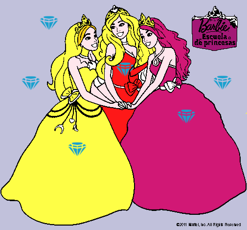 Dibujo Barbie y sus amigas princesas pintado por xavi