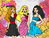 Dibujo Barbie y sus amigas vestidas de fiesta pintado por LuciTini