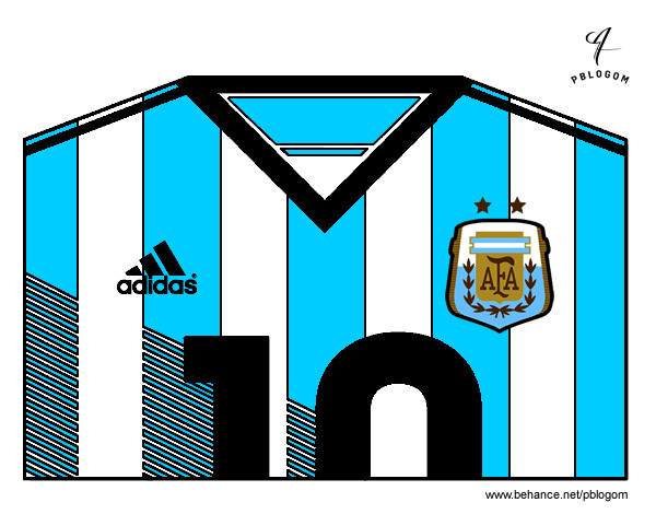 Dibujo Camiseta del mundial de fútbol 2014 de Argentina pintado por santun
