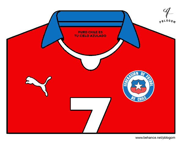 Dibujo Camiseta del mundial de fútbol 2014 de Chile pintado por santun