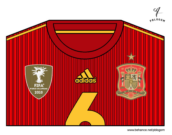 Dibujo Camiseta del mundial de fútbol 2014 de España pintado por vale1690