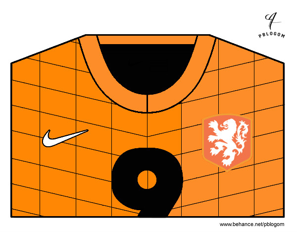 Dibujo Camiseta del mundial de fútbol 2014 de Holanda pintado por santun