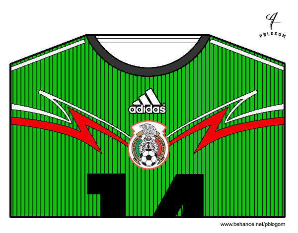Dibujo Camiseta del mundial de fútbol 2014 de México pintado por imel