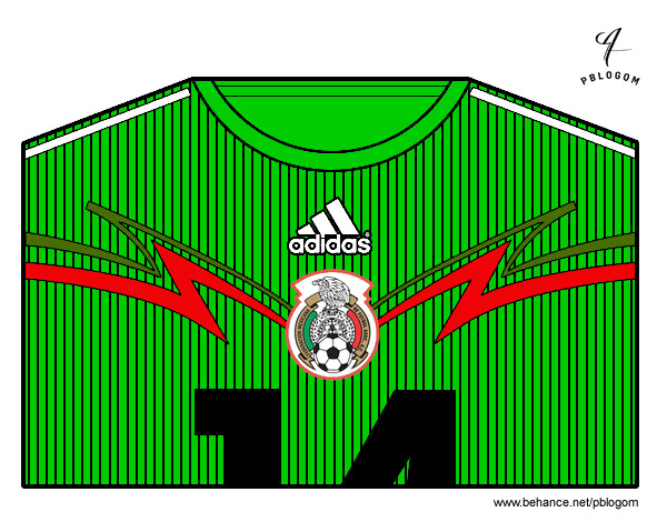 Dibujo Camiseta del mundial de fútbol 2014 de México pintado por Janfrank
