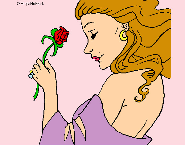 Dibujo Princesa con una rosa pintado por LuciTini