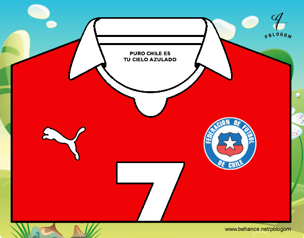 Dibujo Camiseta del mundial de fútbol 2014 de Chile pintado por violetta16