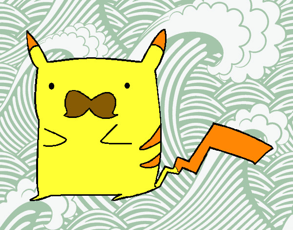 Dibujo Pikachu con bigote pintado por batman27