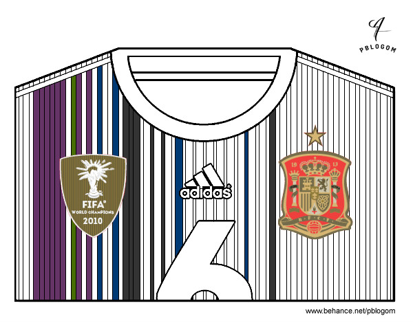 Dibujo Camiseta del mundial de fútbol 2014 de España pintado por martina50