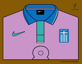 Dibujo Camiseta del mundial de fútbol 2014 de Grecia pintado por martina50