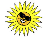 Dibujo Sol con gafas de sol pintado por SofiaFdz