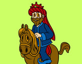 Dibujo Rey Gaspar a caballo pintado por amalia