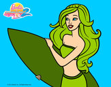 Dibujo Barbie va a surfear pintado por amalia