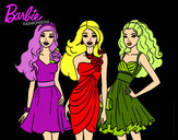 Dibujo Barbie y sus amigas vestidas de fiesta pintado por amalia