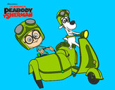 Dibujo Mr Peabody y Sherman en moto pintado por kmifa
