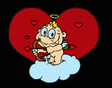 Dibujo Cupido y corazón pintado por amalia