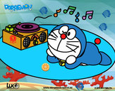 Dibujo Doraemon escuchando música pintado por javier1734