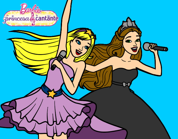 Dibujo Barbie y la princesa cantando pintado por natalya_mc