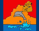 Dibujo Delfín y gaviota pintado por nico2