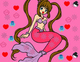 Dibujo Sirena con perlas pintado por shantal19