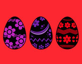Dibujo Tres huevos de pascua pintado por amalia