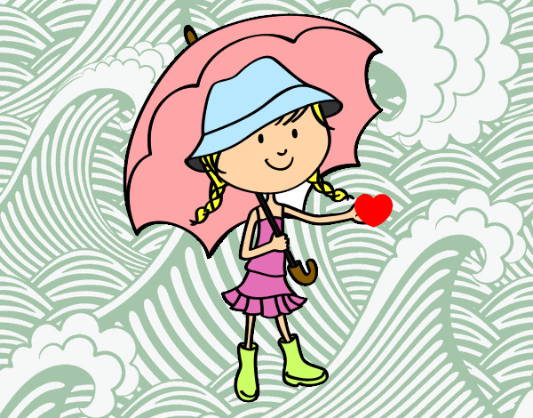 Dibujo Niña con paraguas pintado por masanica