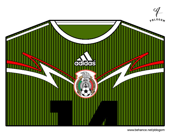 Dibujo Camiseta del mundial de fútbol 2014 de México pintado por bird3001