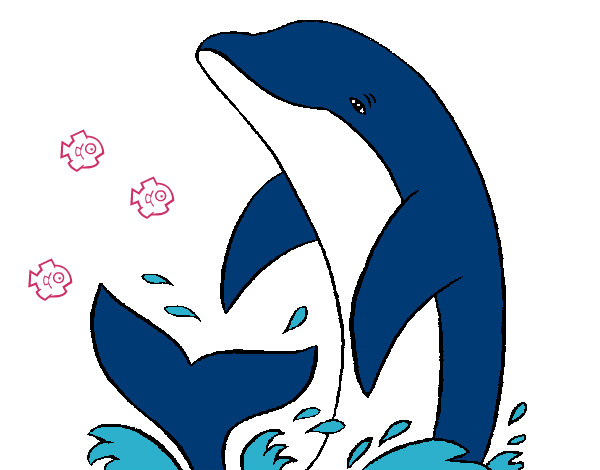 Dibujo Delfín chapoteando pintado por mendieta