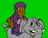 Dibujo Rey Baltasar en elefante pintado por amalia