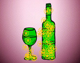 Dibujo Botella de vino y copa pintado por VITOM