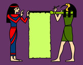 Dibujo Cleopatra y Thot pintado por amalia