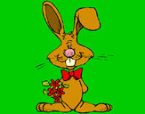 Dibujo Conejo con ramo de flores pintado por amalia