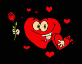 Dibujo Corazón con caja de bombones pintado por amalia