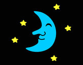 Dibujo Luna con estrellas pintado por amalia