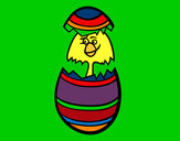 Dibujo Pollito en un huevo de pascua pintado por amalia