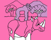 Dibujo Rinoceronte y mono pintado por sofi1604